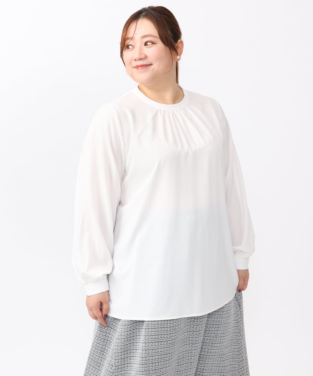 OLFAA13099 eur3(エウルキューブ) 【大きいサイズ/a.v.v×eur3】ラメニットベスト×ブラウスセット ブラック(94)