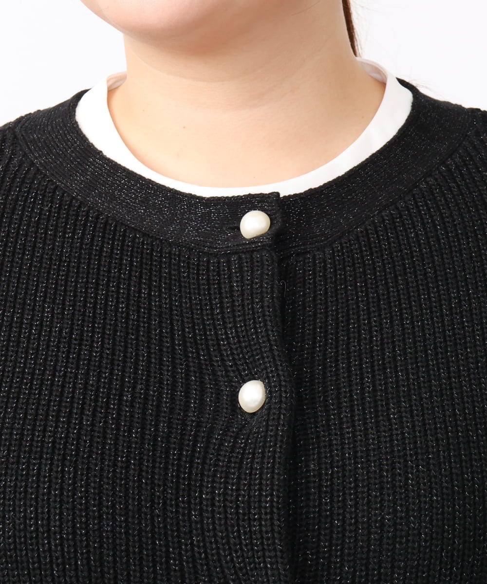 OLFAA13099 eur3(エウルキューブ) 【大きいサイズ/a.v.v×eur3】ラメニットベスト×ブラウスセット ブラック(94)