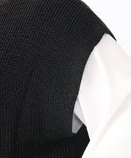 OLFAA13099 eur3(エウルキューブ) 【大きいサイズ/a.v.v×eur3】ラメニットベスト×ブラウスセット ブラック(94)