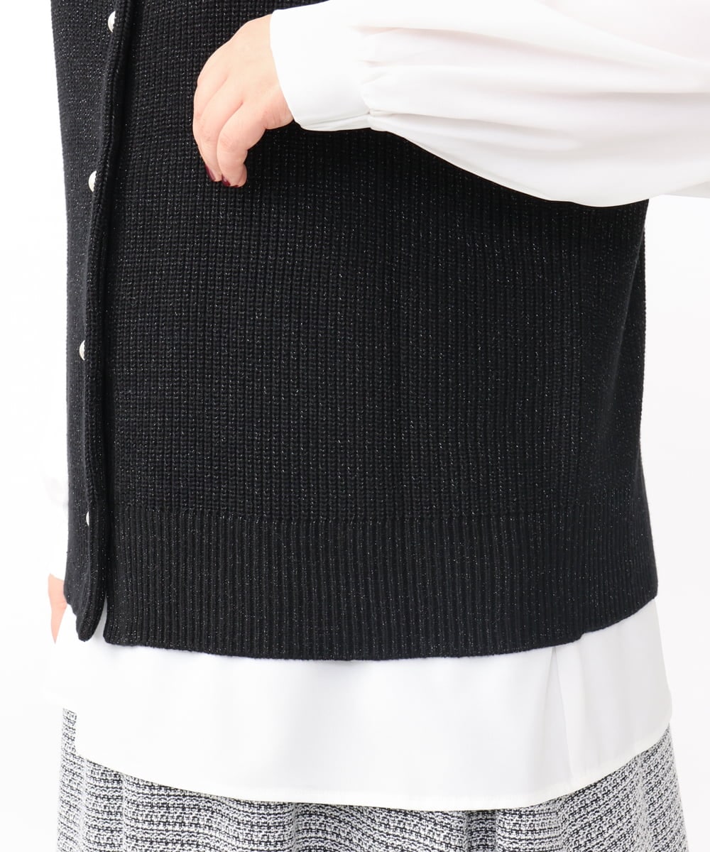 OLFAA13099 eur3(エウルキューブ) 【大きいサイズ/a.v.v×eur3】ラメニットベスト×ブラウスセット ブラック(94)