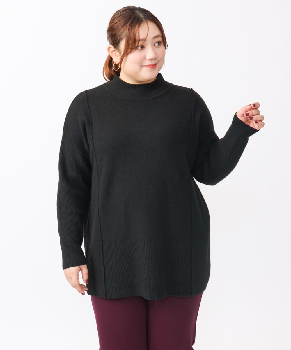 OLFAA14099 eur3(エウルキューブ) 【大きいサイズ】ボトルネックニット ブラック(94)
