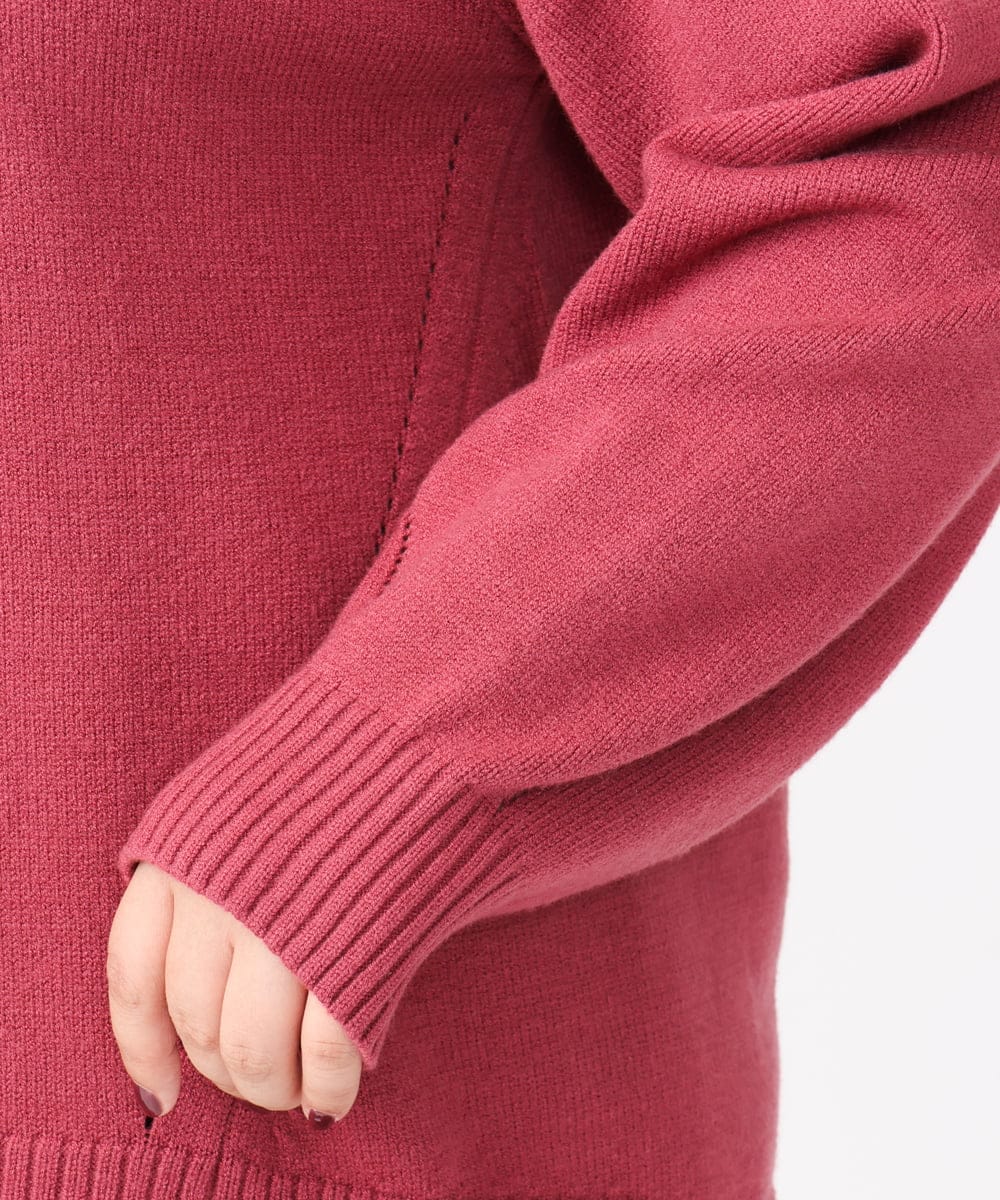 OLFAA16079 eur3(エウルキューブ) 【大きいサイズ】バックスリットニット ピンク(03)