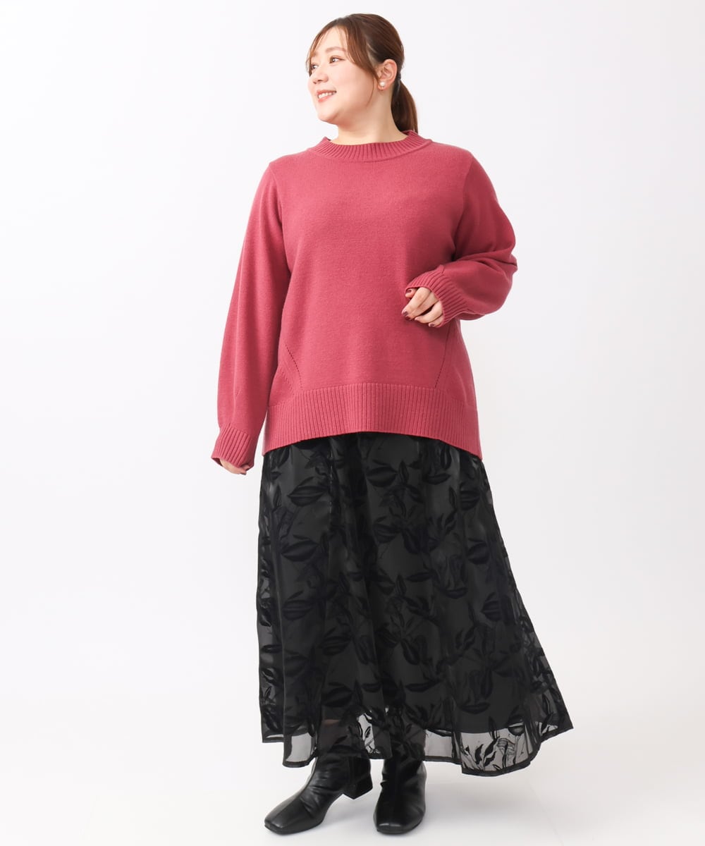 OLFAA16079 eur3(エウルキューブ) 【大きいサイズ】バックスリットニット ピンク(03)