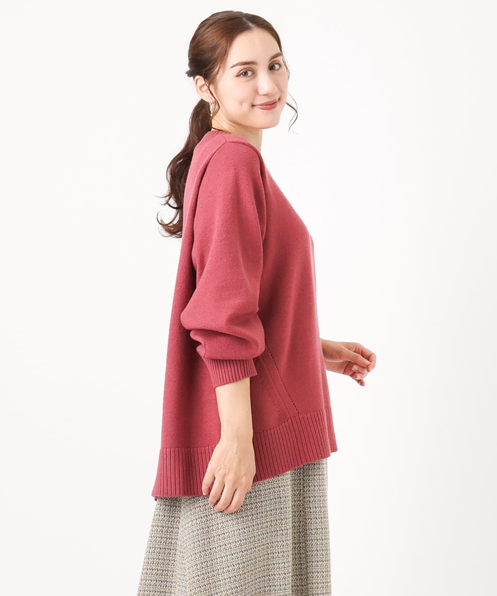 OLFAA16079 eur3(エウルキューブ) 【大きいサイズ】バックスリットニット ピンク(03)