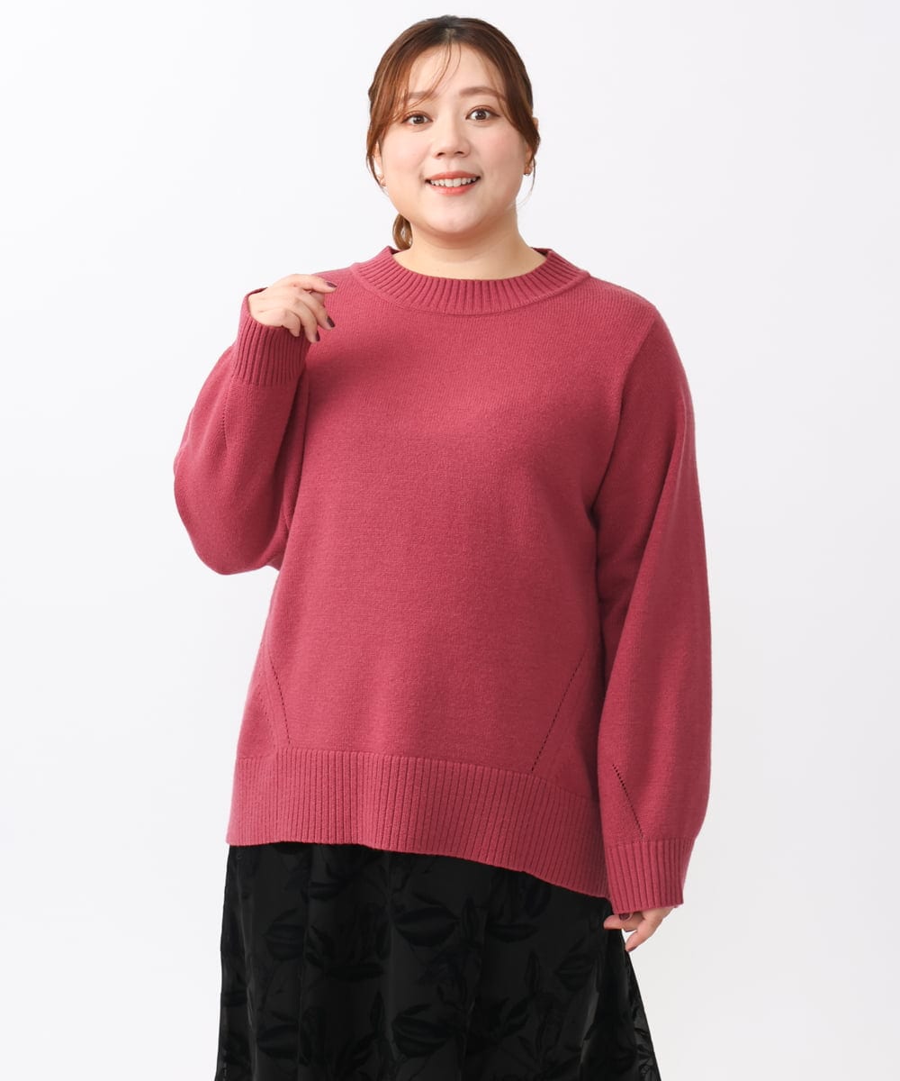OLFAA16079 eur3(エウルキューブ) 【大きいサイズ】バックスリットニット ピンク(03)