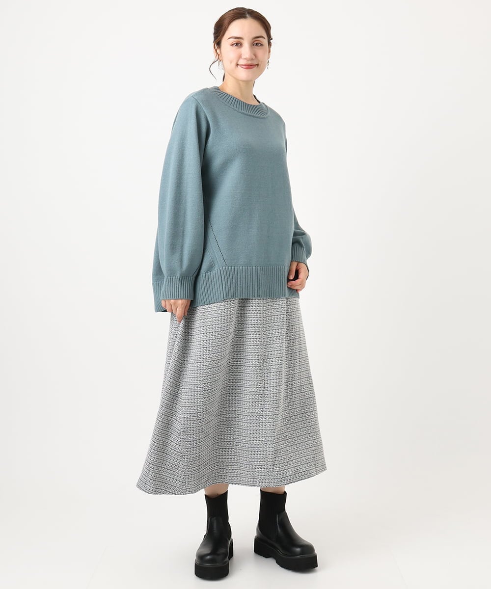 OLFAA16079 eur3(エウルキューブ) 【大きいサイズ】バックスリットニット グリーン(35)