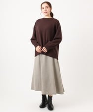 OLFAA16079 eur3(エウルキューブ) 【大きいサイズ】バックスリットニット ダークブラウン(87)（WEB限定カラー）