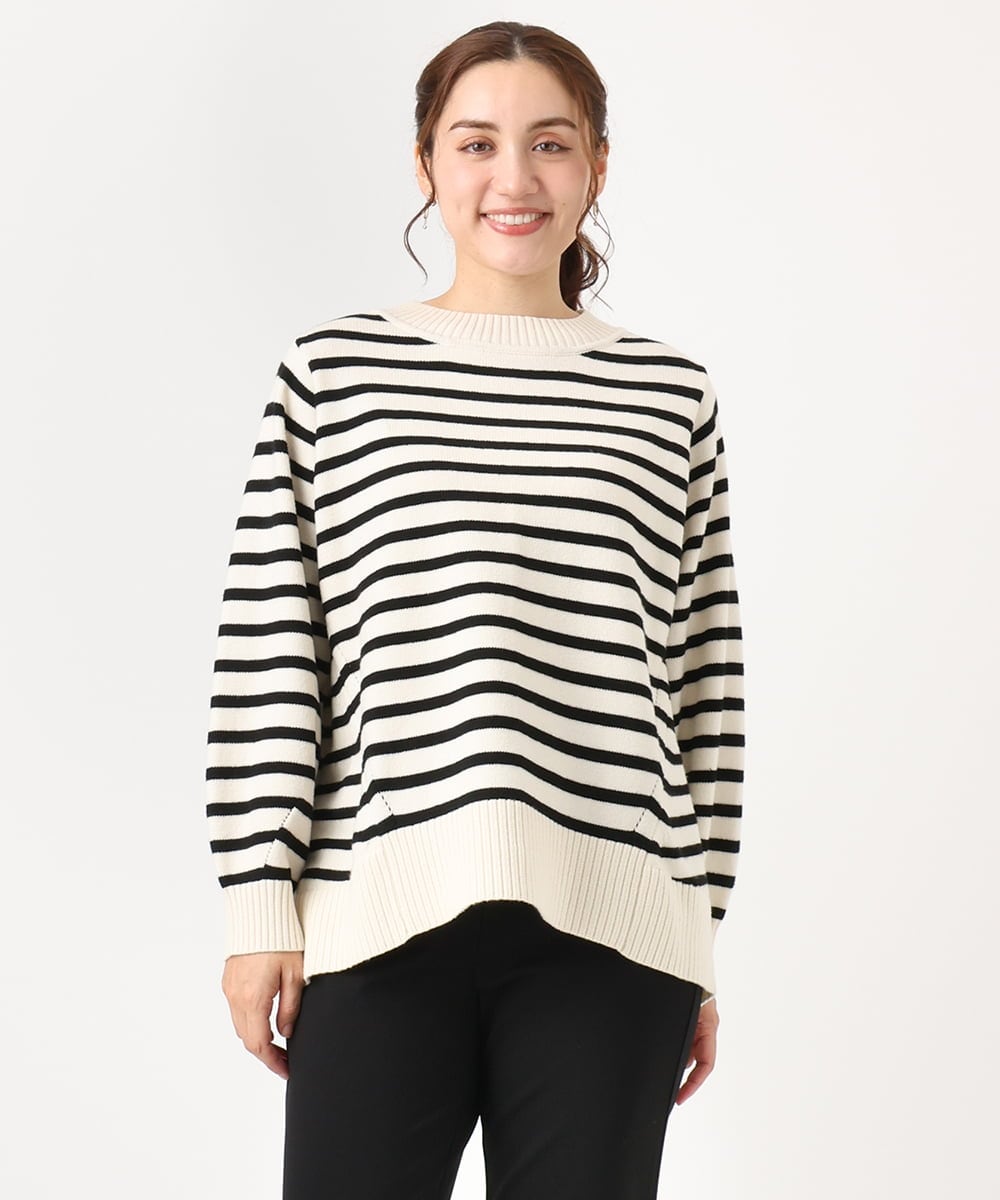 OLFAA16079 eur3(エウルキューブ) 【大きいサイズ】バックスリットニット ホワイト(90)