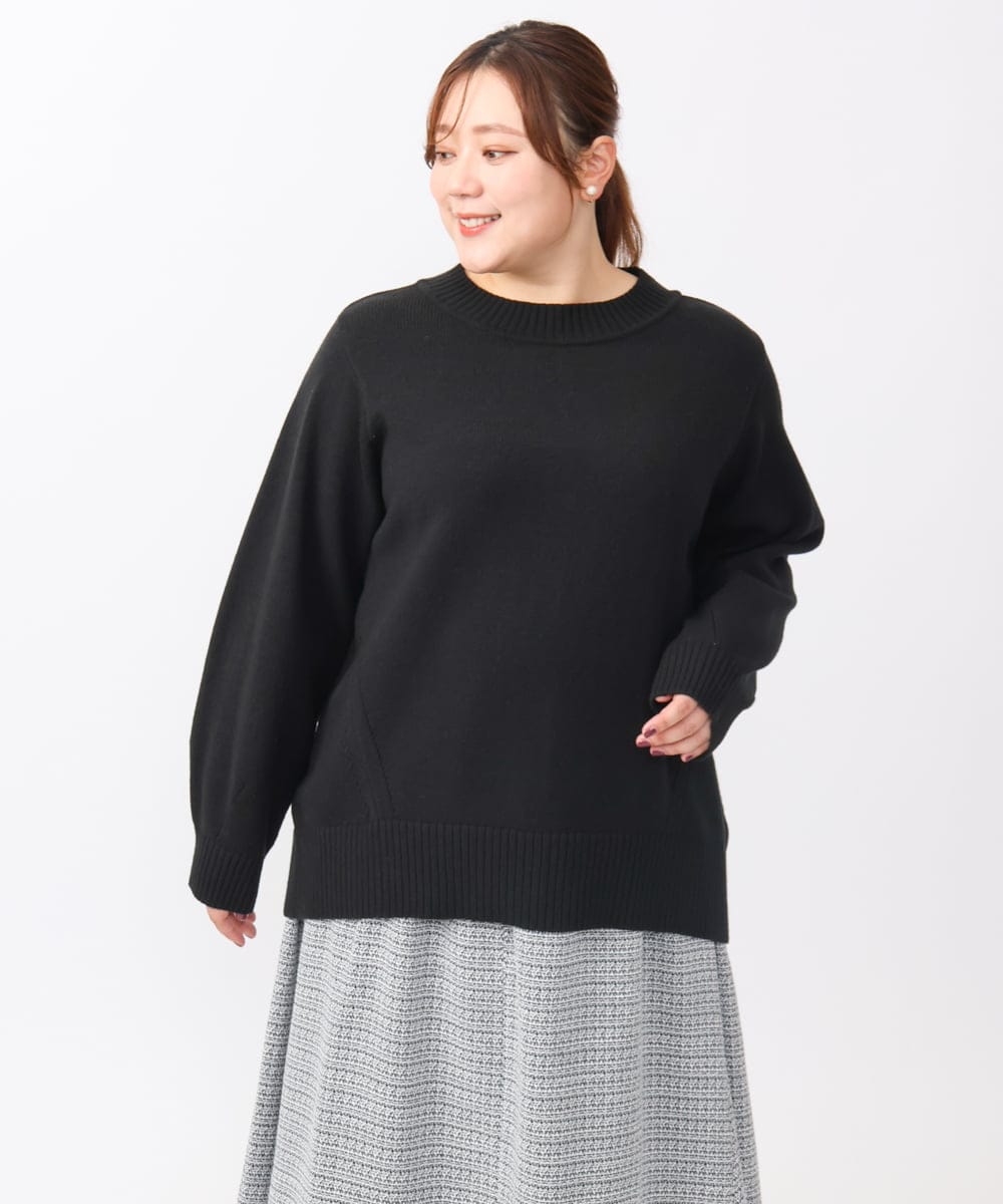 OLFAA16079 eur3(エウルキューブ) 【大きいサイズ】バックスリットニット ブラック(94)
