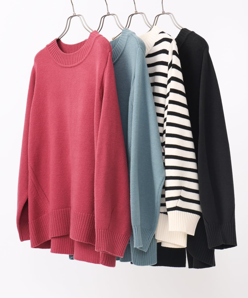 OLFAA16079 eur3(エウルキューブ) 【大きいサイズ】バックスリットニット ブラック(94)
