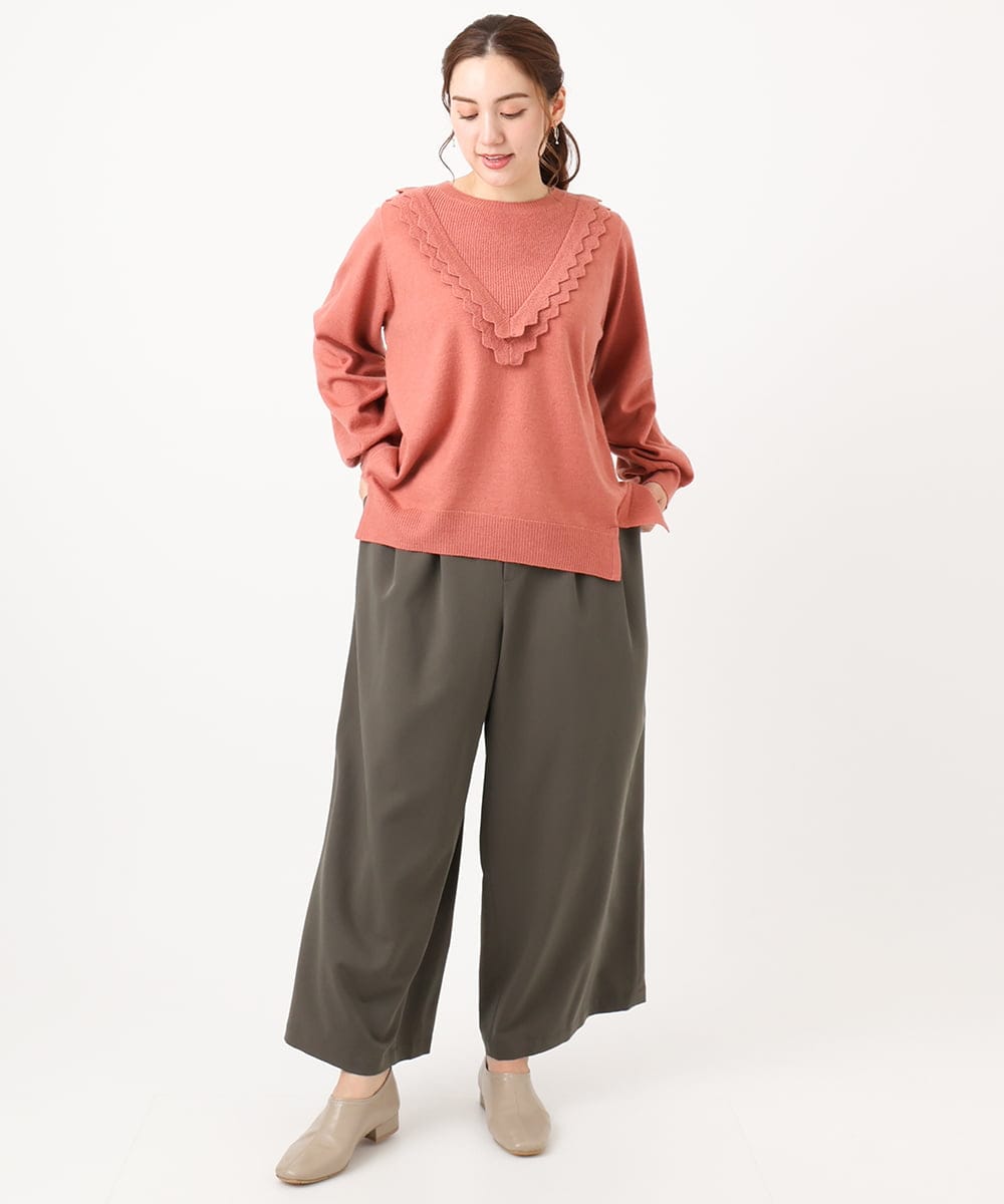 OLFAA17099 eur3(エウルキューブ) 【大きいサイズ】スカラップレースニット ピンク(03)