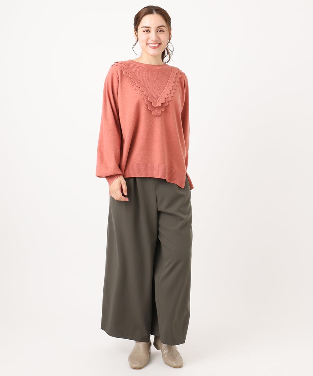 OLFAA17099 eur3(エウルキューブ) 【大きいサイズ】スカラップレースニット ピンク(03)