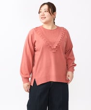 OLFAA17099 eur3(エウルキューブ) 【大きいサイズ】スカラップレースニット ピンク(03)