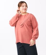 OLFAA17099 eur3(エウルキューブ) 【大きいサイズ】スカラップレースニット ピンク(03)