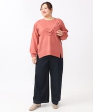 OLFAA17099 eur3(エウルキューブ) 【大きいサイズ】スカラップレースニット ピンク(03)