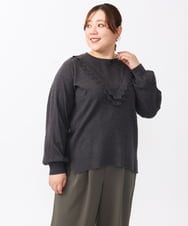 OLFAA17099 eur3(エウルキューブ) 【大きいサイズ】スカラップレースニット ダークグレー(93)