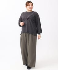 OLFAA17099 eur3(エウルキューブ) 【大きいサイズ】スカラップレースニット ダークグレー(93)