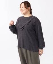OLFAA17099 eur3(エウルキューブ) 【大きいサイズ】スカラップレースニット ダークグレー(93)