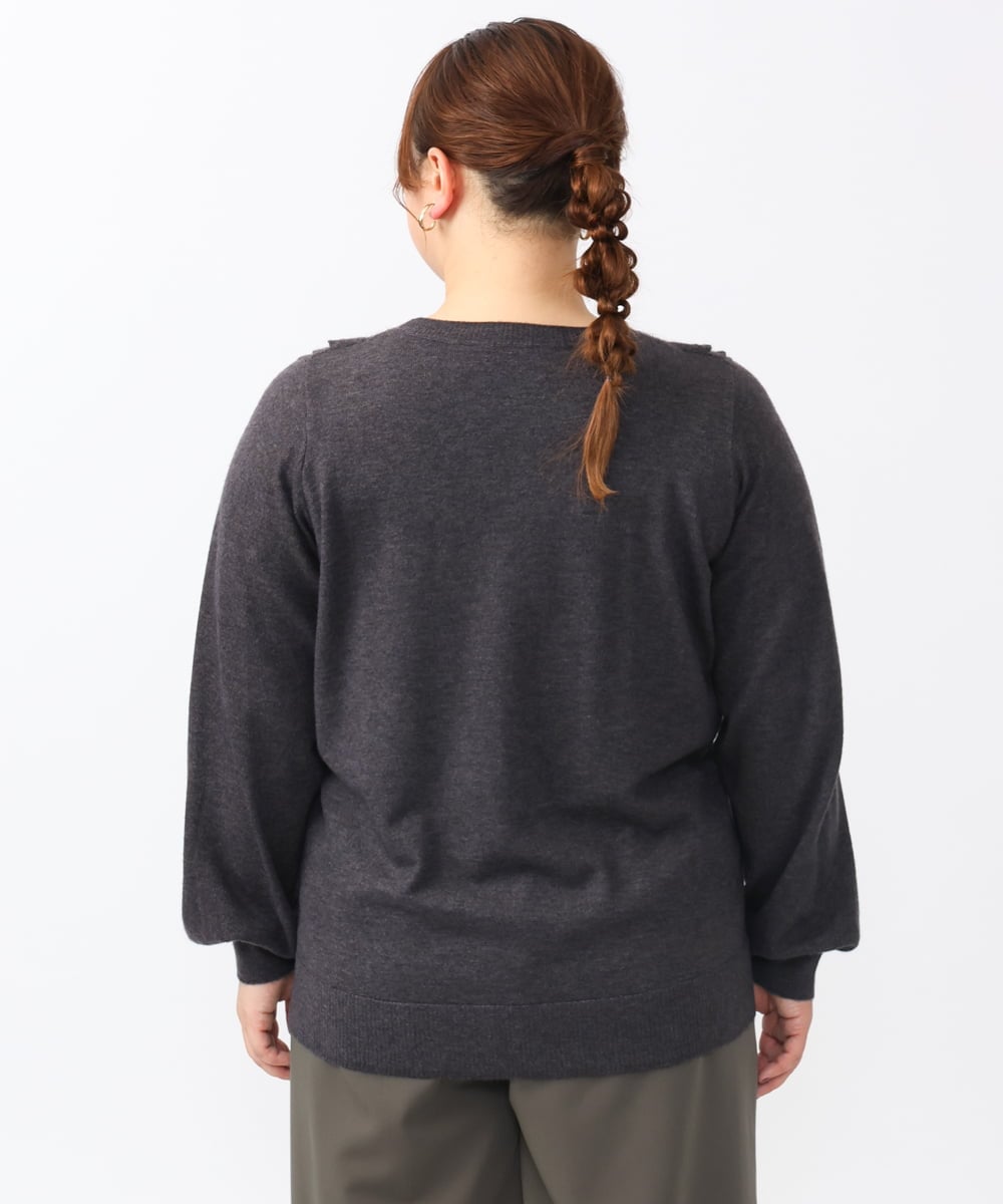 OLFAA17099 eur3(エウルキューブ) 【大きいサイズ】スカラップレースニット ダークグレー(93)