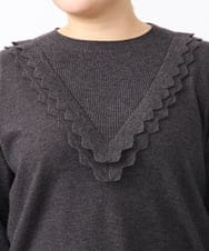 OLFAA17099 eur3(エウルキューブ) 【大きいサイズ】スカラップレースニット ダークグレー(93)