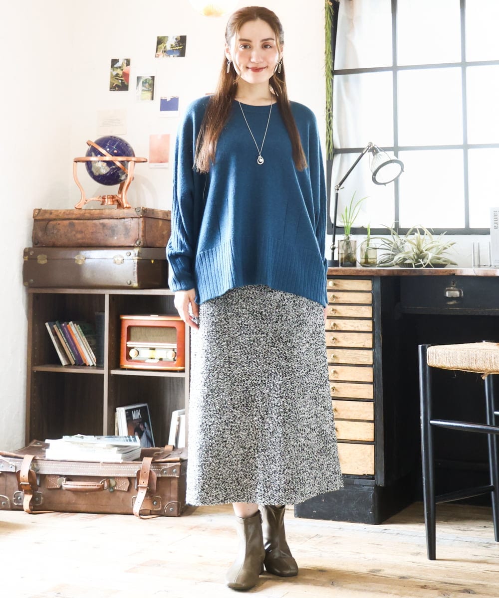 OLFAD01099 eur3(エウルキューブ) 【大きいサイズ】リブボクシーニット ブルー(55)