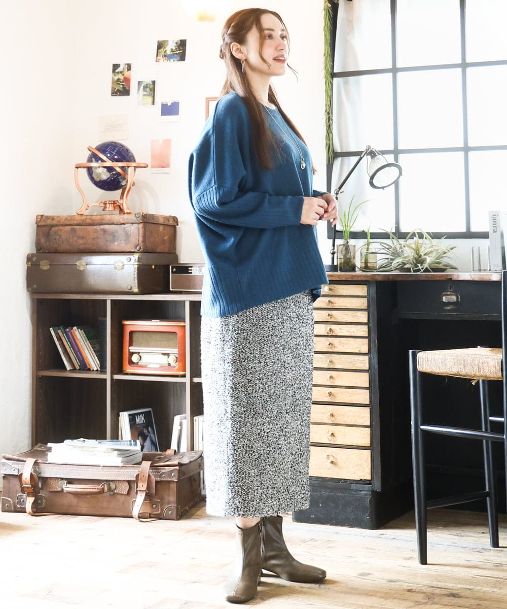 OLFAD01099 eur3(エウルキューブ) 【大きいサイズ】リブボクシーニット ブルー(55)