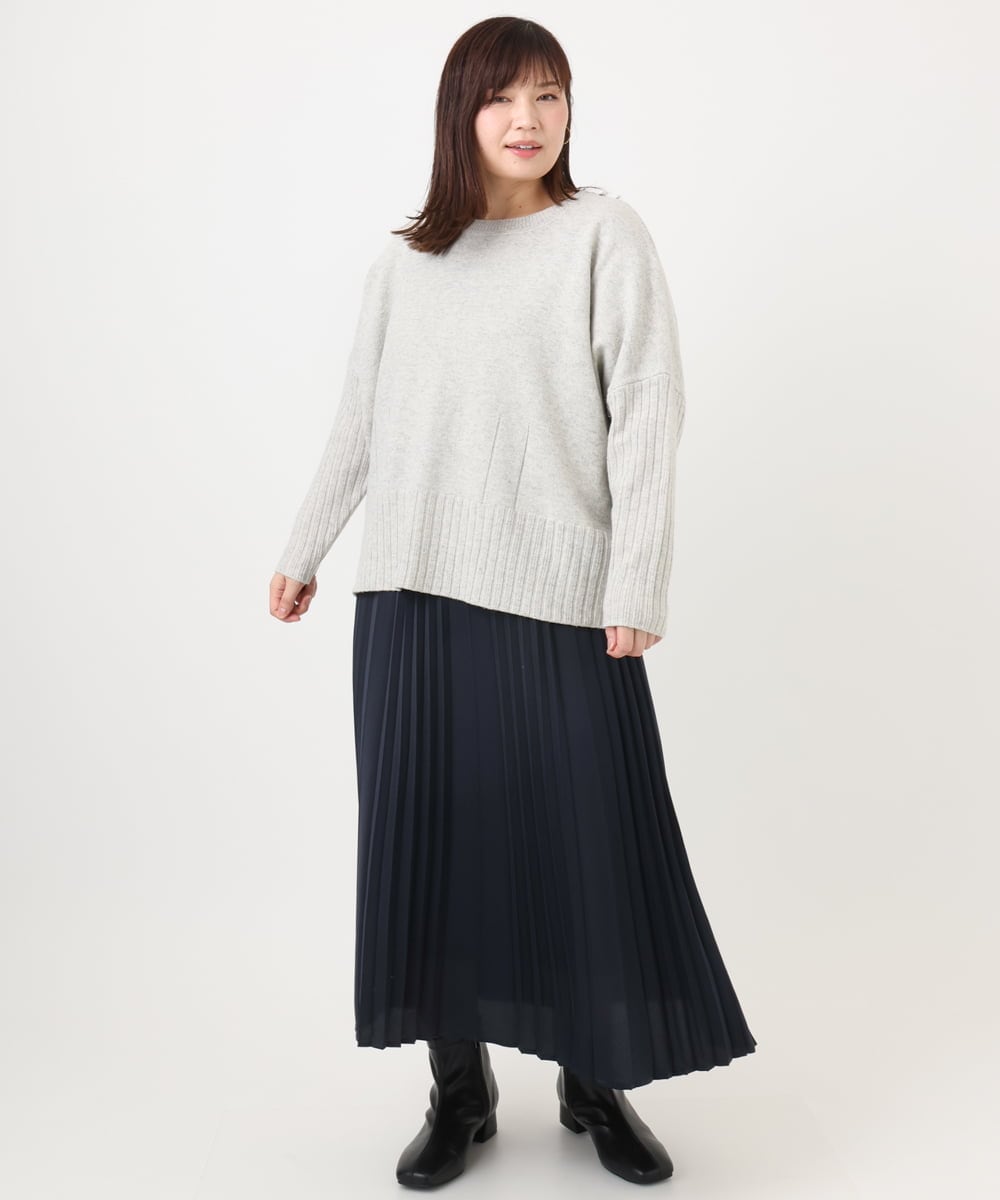 OLFAD01099 eur3(エウルキューブ) 【大きいサイズ】リブボクシーニット ベージュ(82)