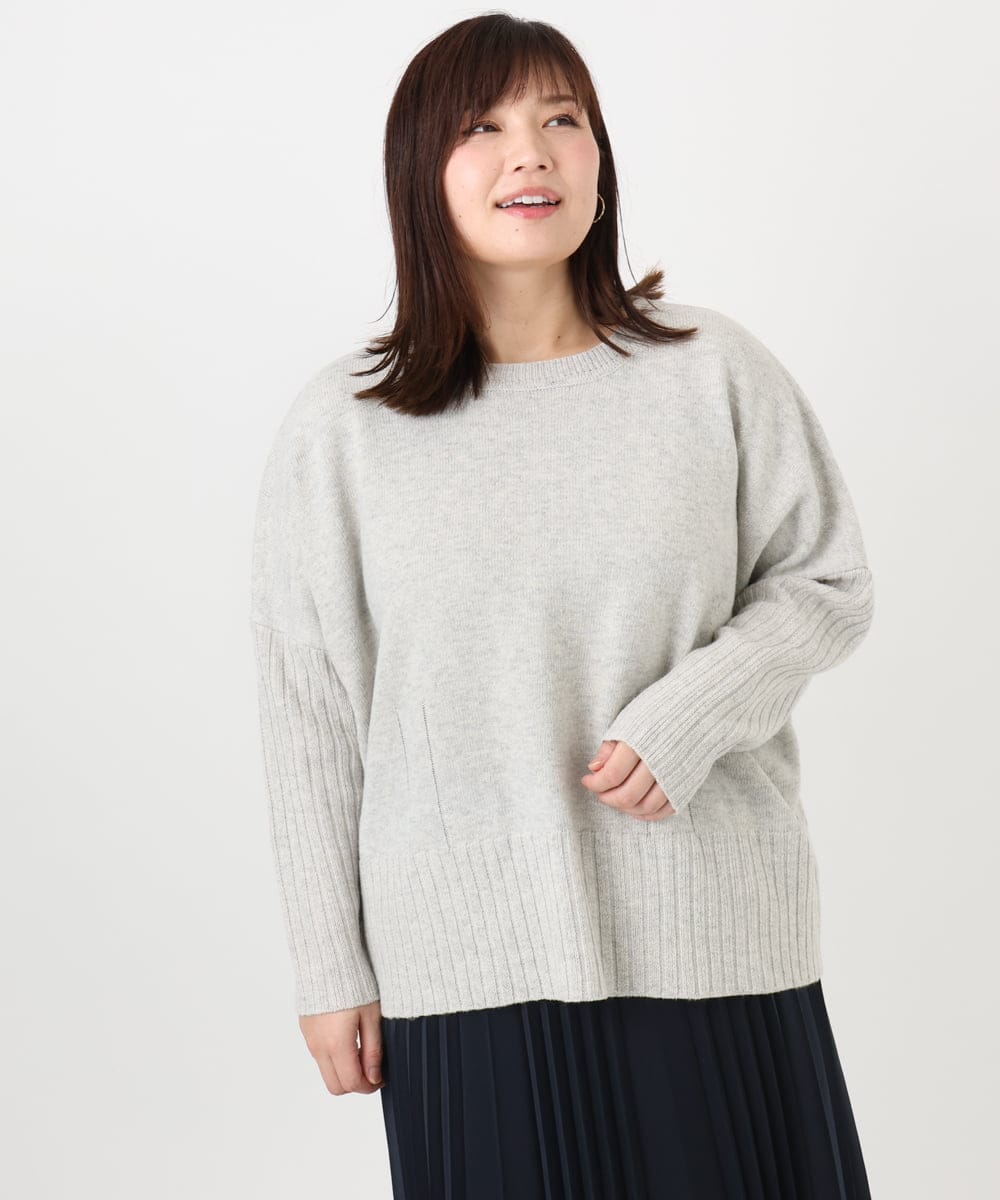 OLFAD01099 eur3(エウルキューブ) 【大きいサイズ】リブボクシーニット ベージュ(82)