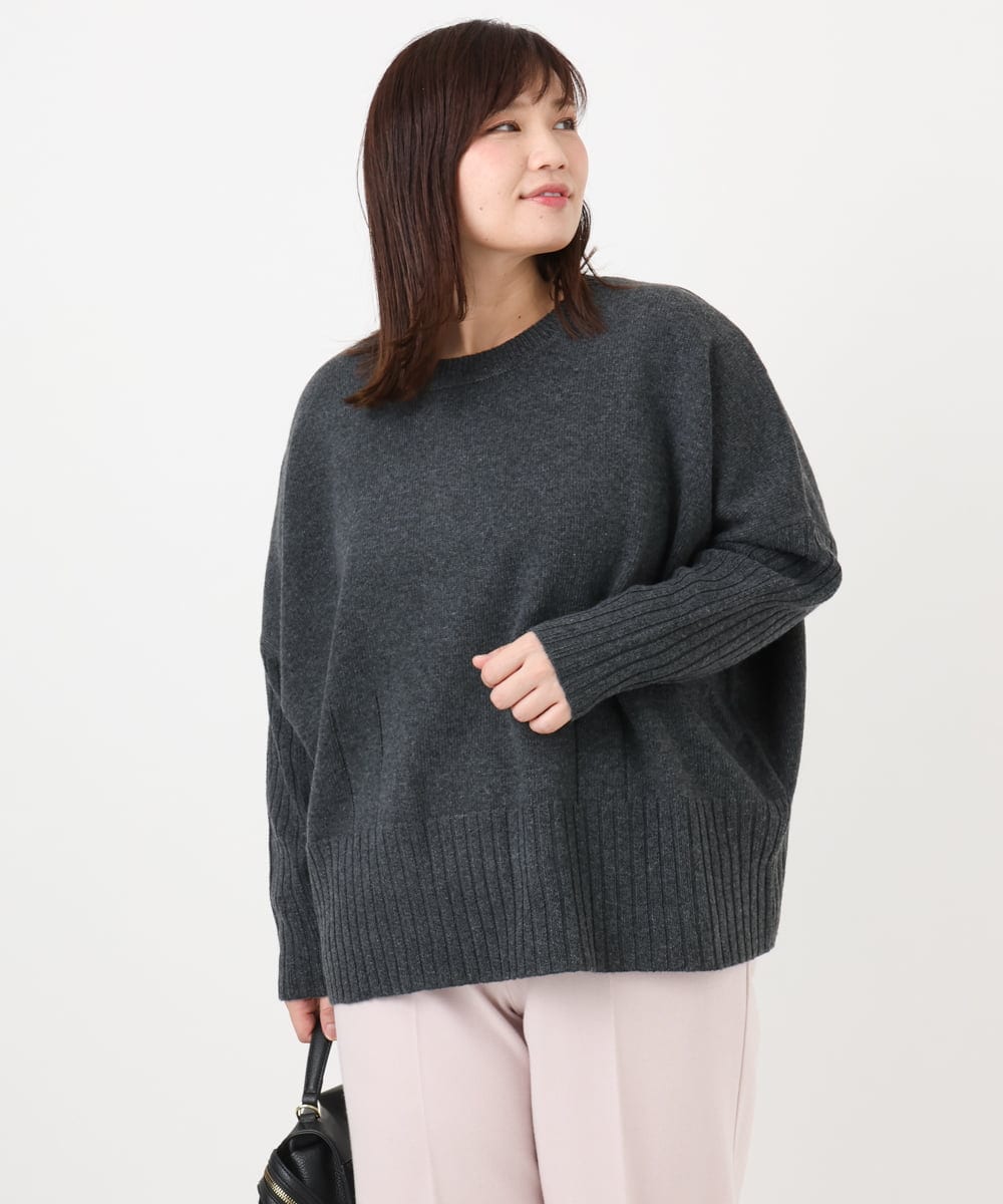 OLFAD01099 eur3(エウルキューブ) 【大きいサイズ】リブボクシーニット ダークグレー(93)