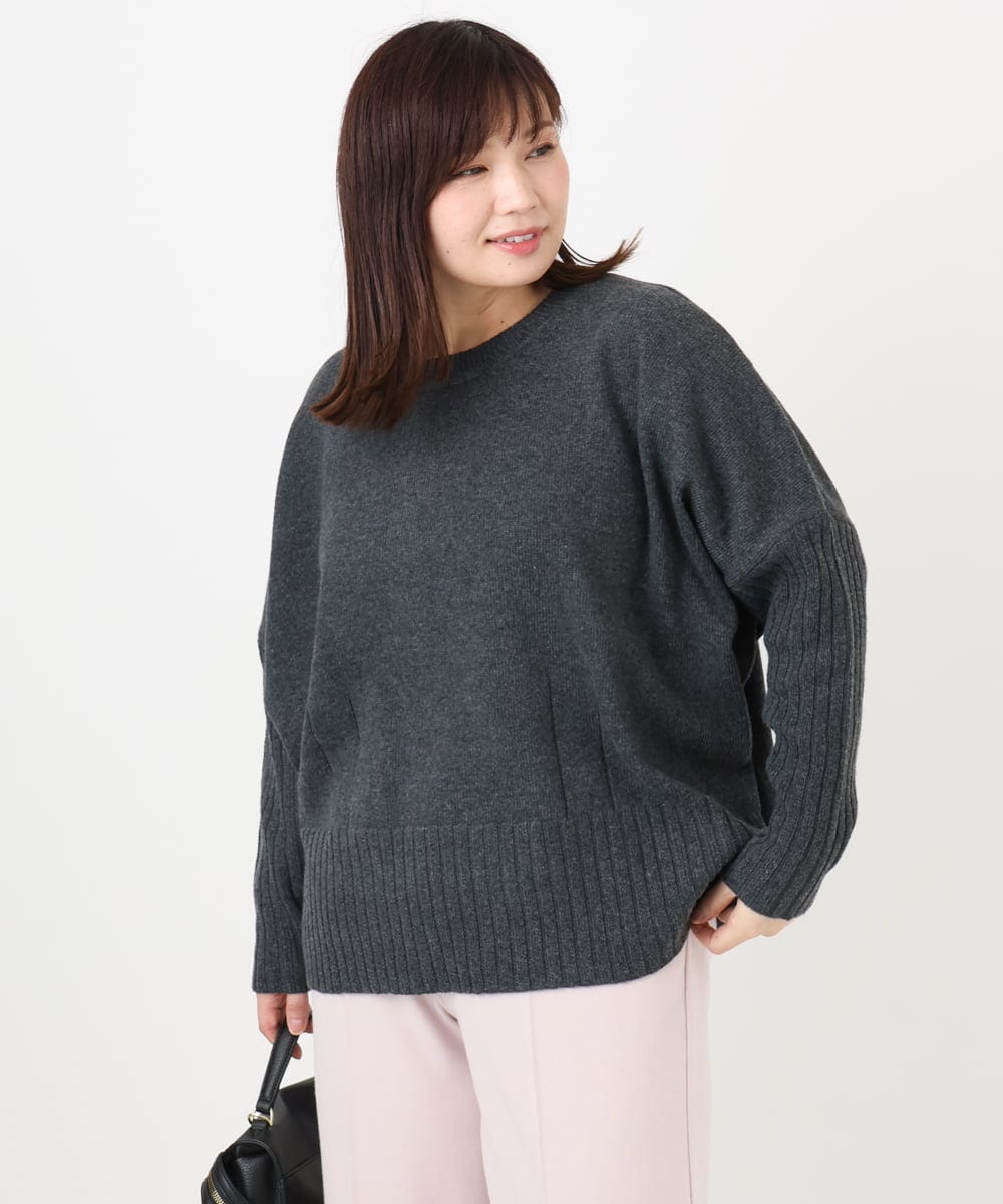 OLFAD01099 eur3(エウルキューブ) 【大きいサイズ】リブボクシーニット ダークグレー(93)