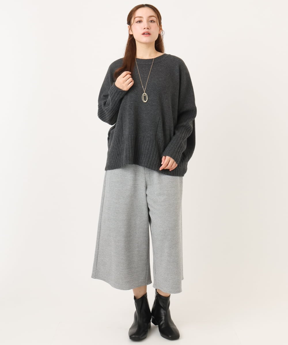 OLFAD01099 eur3(エウルキューブ) 【大きいサイズ】リブボクシーニット ダークグレー(93)