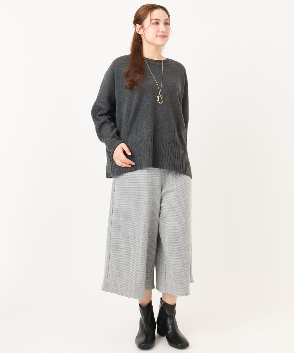 OLFAD01099 eur3(エウルキューブ) 【大きいサイズ】リブボクシーニット ダークグレー(93)