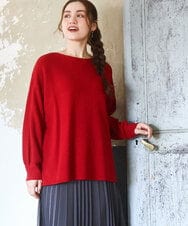 OLFAD04054 eur3(エウルキューブ) 【大きいサイズ】サイドスリットカラーニット レッド(05)