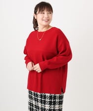 OLFAD04054 eur3(エウルキューブ) 【大きいサイズ】サイドスリットカラーニット レッド(05)