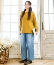 OLFAD04054 eur3(エウルキューブ) 【大きいサイズ】サイドスリットカラーニット マスタード(26)(WEB限定カラー)