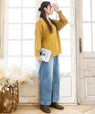 OLFAD04054 eur3(エウルキューブ) 【大きいサイズ】サイドスリットカラーニット マスタード(26)(WEB限定カラー)