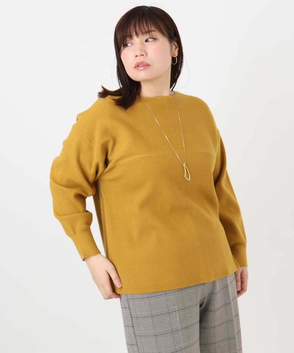 OLFAD04054 eur3(エウルキューブ) 【大きいサイズ】サイドスリットカラーニット マスタード(26)(WEB限定カラー)