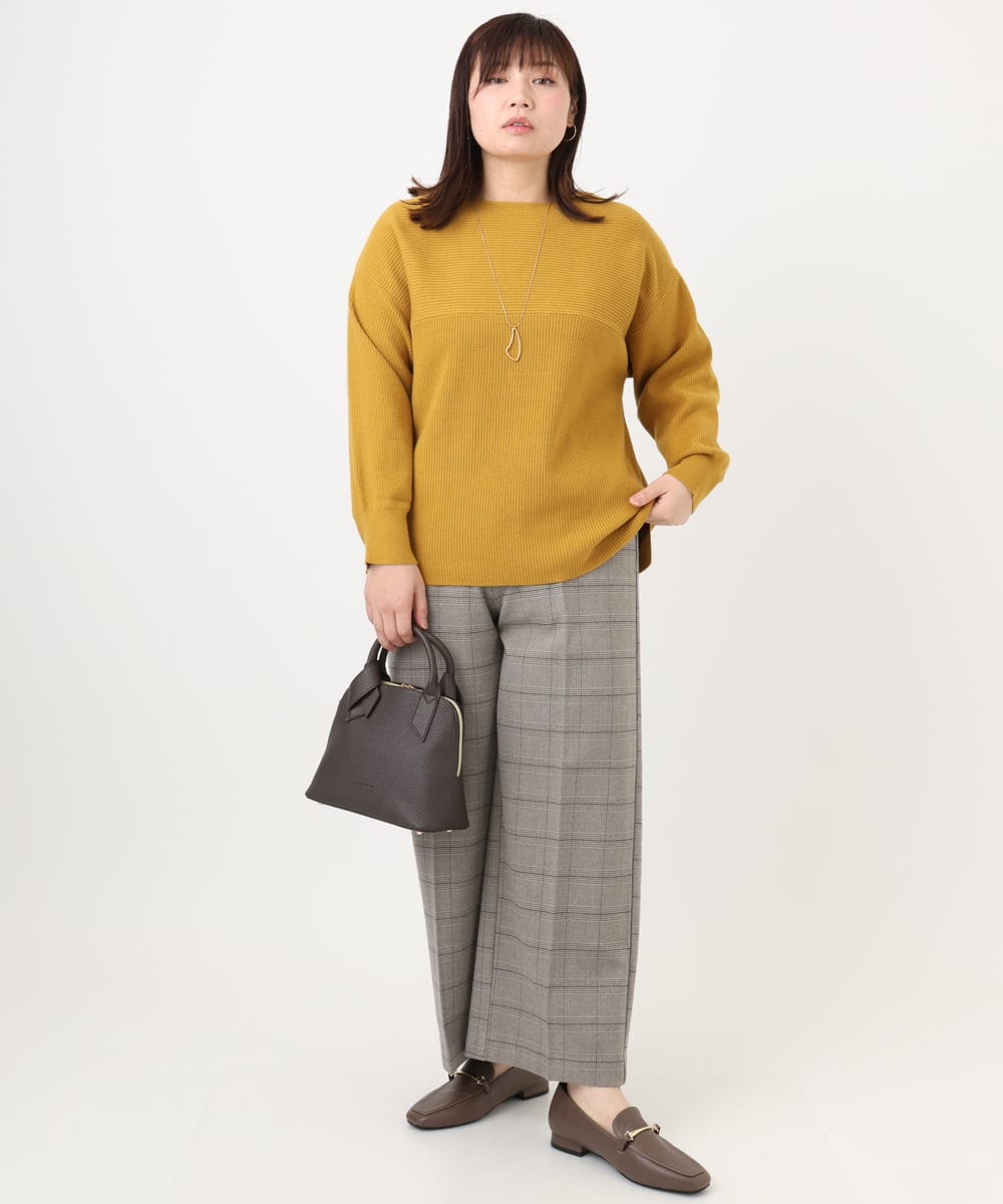 OLFAD04054 eur3(エウルキューブ) 【大きいサイズ】サイドスリットカラーニット マスタード(26)(WEB限定カラー)