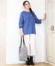 OLFAD04054 eur3(エウルキューブ) 【大きいサイズ】サイドスリットカラーニット ブルー(55)