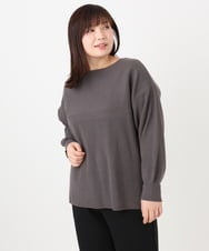OLFAD04054 eur3(エウルキューブ) 【大きいサイズ】サイドスリットカラーニット ダークグレー(93)