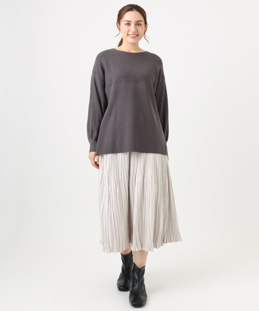 OLFAD04054 eur3(エウルキューブ) 【大きいサイズ】サイドスリットカラーニット ダークグレー(93)