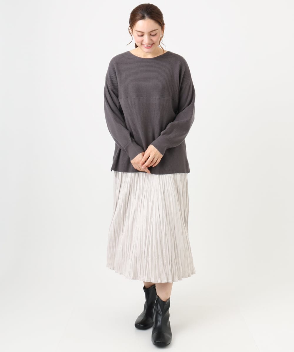 OLFAD04054 eur3(エウルキューブ) 【大きいサイズ】サイドスリットカラーニット ダークグレー(93)