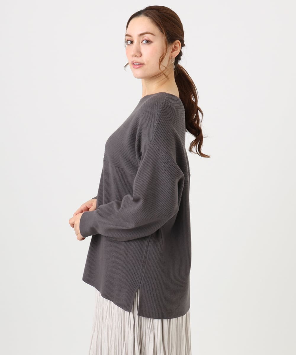 OLFAD04054 eur3(エウルキューブ) 【大きいサイズ】サイドスリットカラーニット ダークグレー(93)