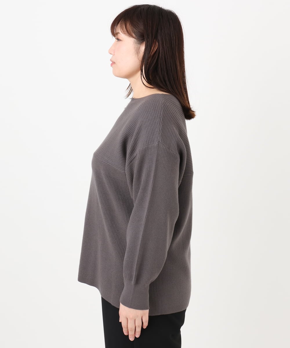 OLFAD04054 eur3(エウルキューブ) 【大きいサイズ】サイドスリットカラーニット ダークグレー(93)