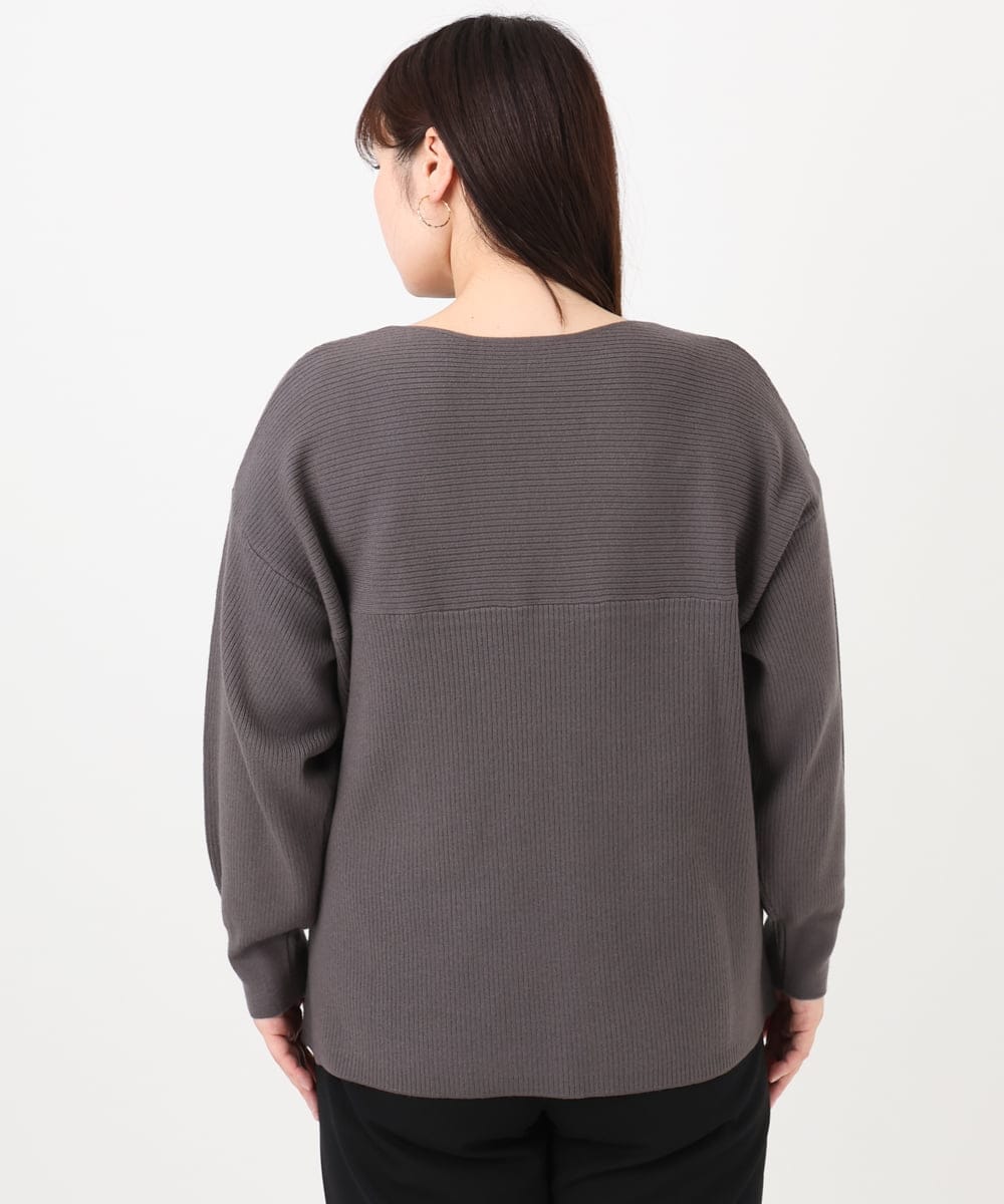 OLFAD04054 eur3(エウルキューブ) 【大きいサイズ】サイドスリットカラーニット ダークグレー(93)