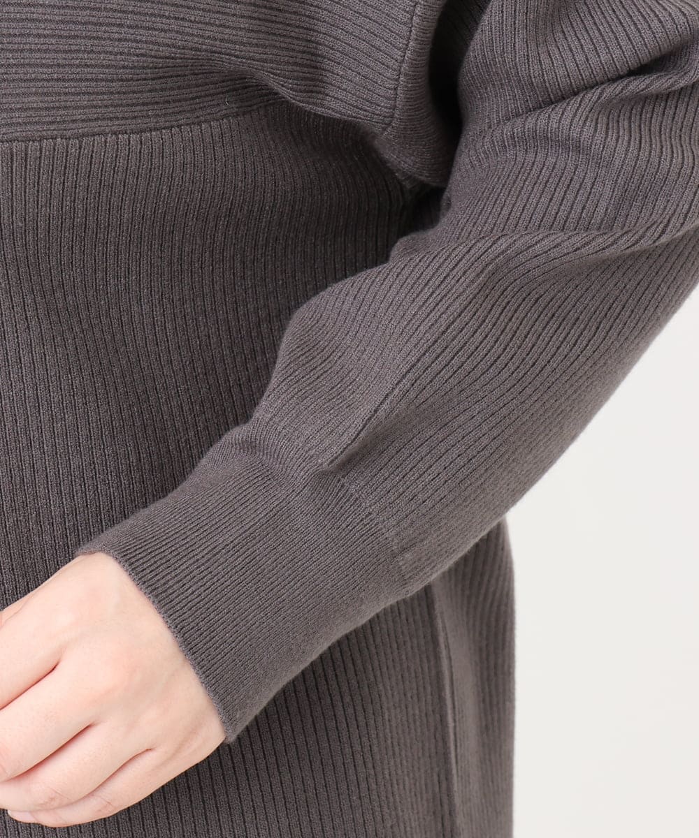 OLFAD04054 eur3(エウルキューブ) 【大きいサイズ】サイドスリットカラーニット ダークグレー(93)