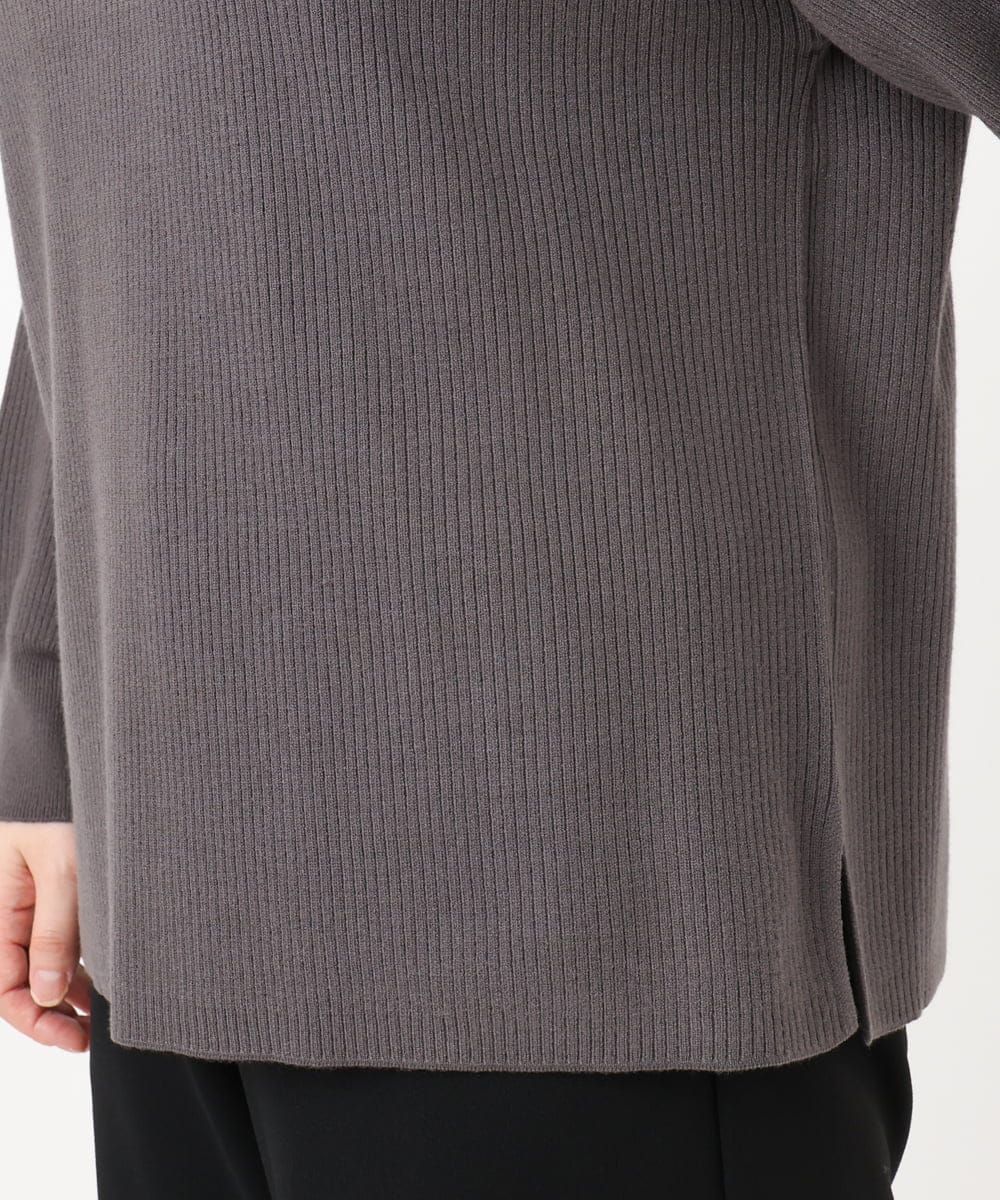 OLFAD04054 eur3(エウルキューブ) 【大きいサイズ】サイドスリットカラーニット ダークグレー(93)