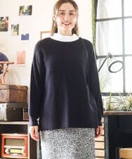 OLFAD04054 eur3(エウルキューブ) 【大きいサイズ】サイドスリットカラーニット ブラック(94)