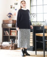 OLFAD04054 eur3(エウルキューブ) 【大きいサイズ】サイドスリットカラーニット ブラック(94)