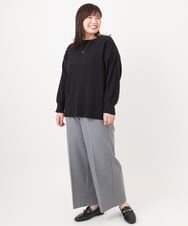 OLFAD04054 eur3(エウルキューブ) 【大きいサイズ】サイドスリットカラーニット ブラック(94)